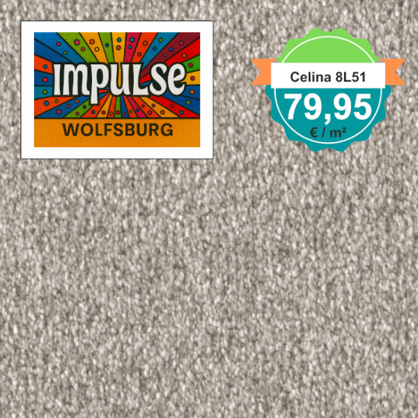 Teppich-Ausschnitt Vorwerk Celina 8L51 chips mit Preisschild 79,95 €/m²